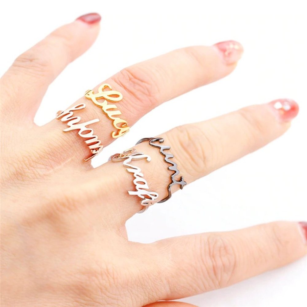 Customizable 2 Name Couple Rings, Rings R001 - Picture 9 of 12